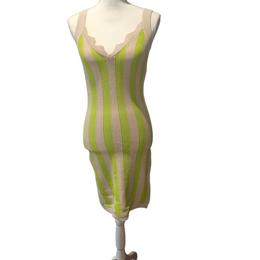 NEW House of Harlow 1960 Lime and Beige Knit Dress Sz XS